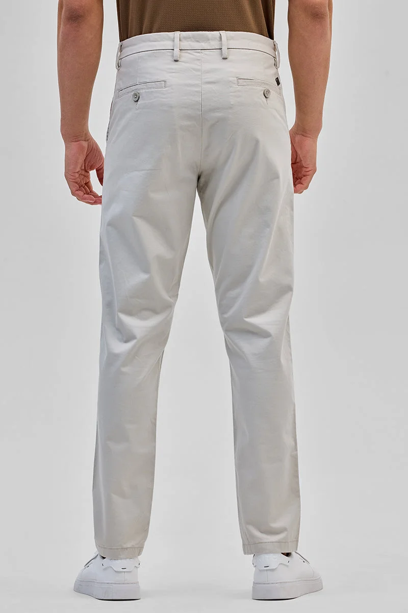 Snitch Cream Cream Slim Fit Trousers for Men | Best Price UAE